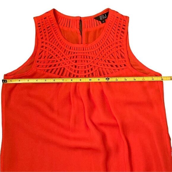 Very J vibrant orange sleeveless dress with tie, size M - Picture 4 of 8